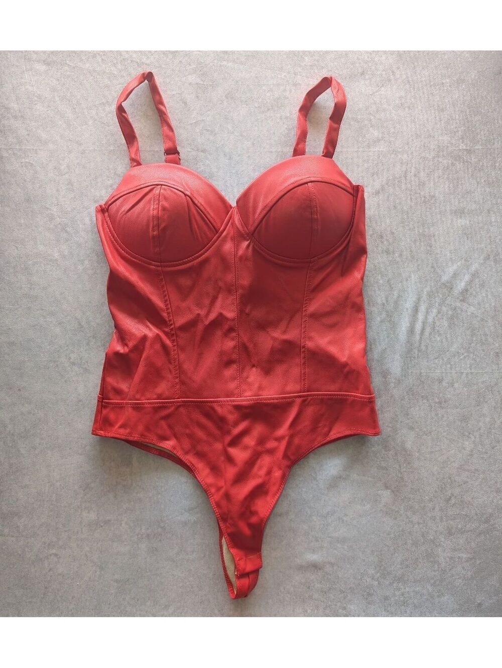 Haute Monde Red Faux Leather Bodysuit